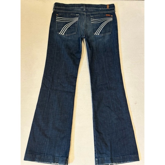 7 Seven For All Mankind DOJO Women's Jeans Size 31 Flare Low Rise N.Y. DARK Wash - Picture 1 of 10
